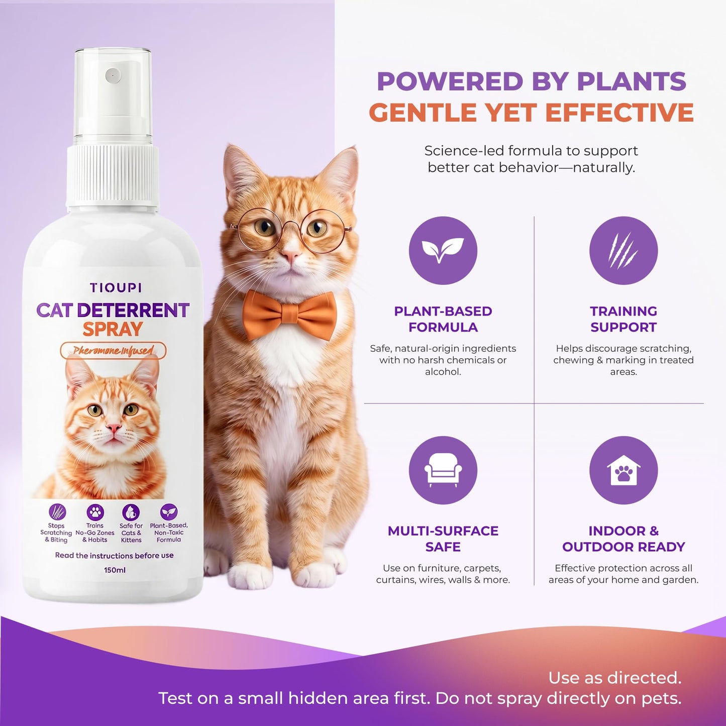 Cat Deterrent Spray – Natural Pheromone-Infused Anti-Scratch Spray for Cats & Kittens, Stops Urine Marking & Scratching, Safe for Indoor & Outdoor Use, Furniture & Carpet Protection, 150ml