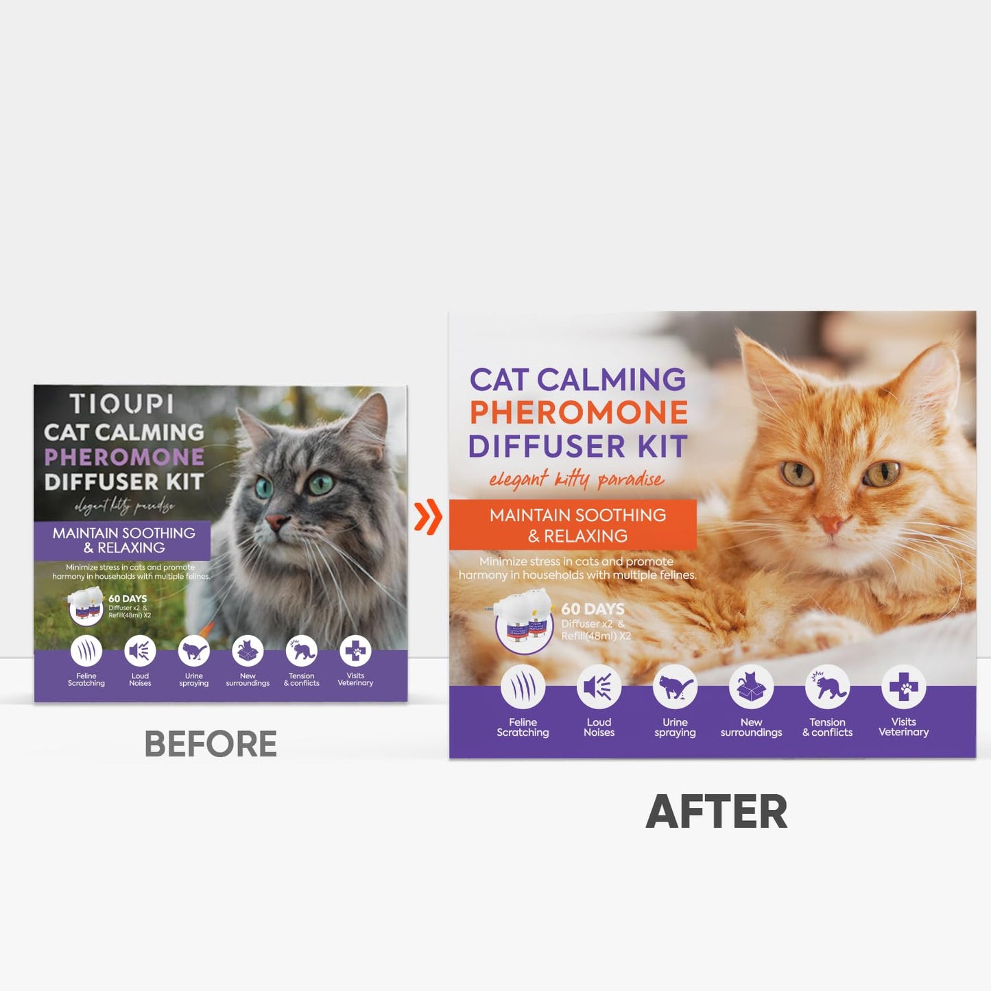 Cat Calming Pheromone Diffuser : Cat Calming Diffuser Advanced for Cat Anxiety Stress - Cat Pheromone Diffuser Reduce Cats Spraying, Fighting & Scratching Relaxuble Calming for All Of Cats 48ml